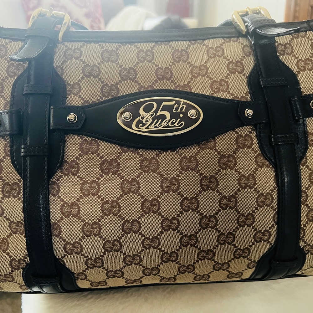 Gucci 85th Anniversary Beige and Black Shoulder Bag